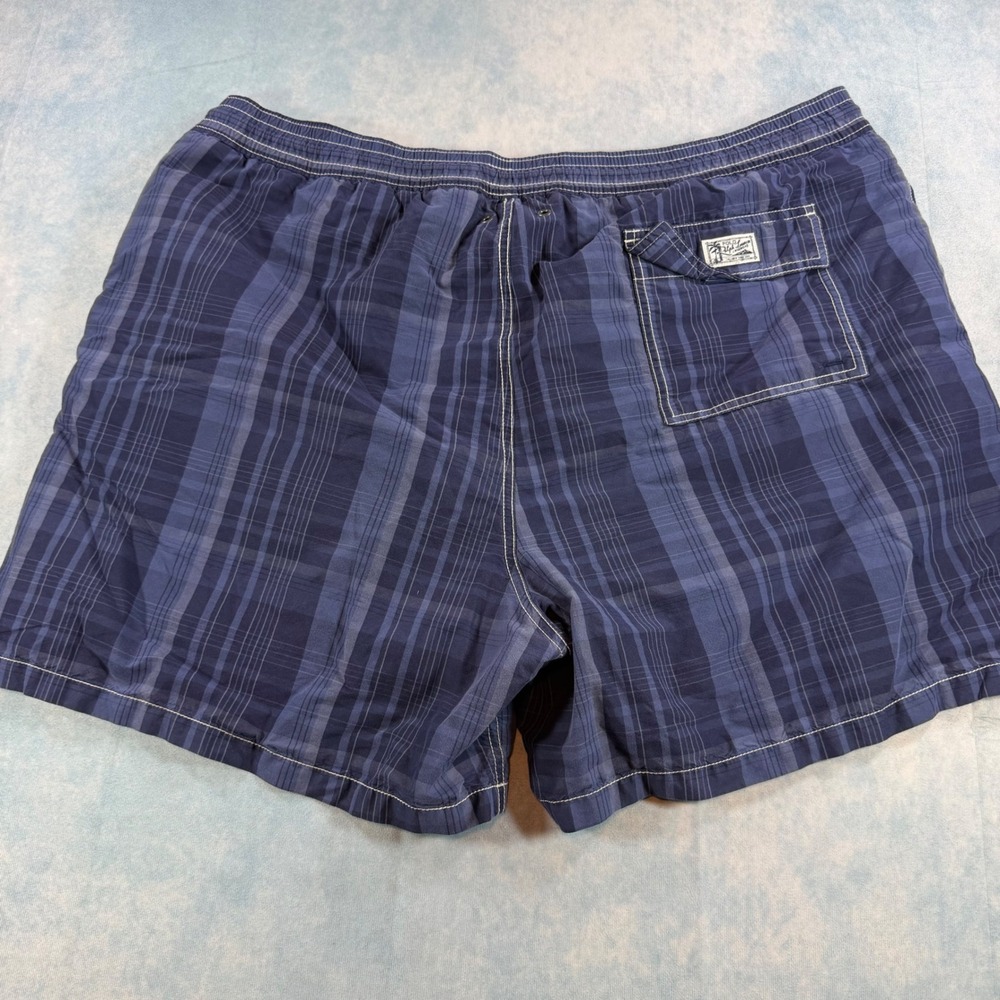 Polo Ralph Lauren Swim Trunks Mens 3XB Blue Plaid Excellent Pony Logo Shorts - Picture 6 of 12
